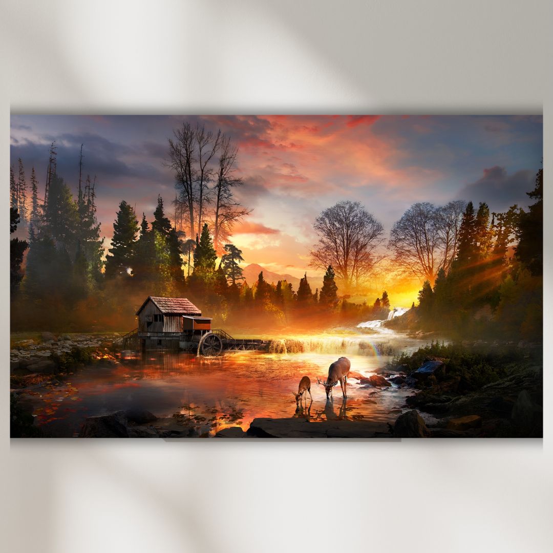 Canvas slika Zalazak sunca u šumi 